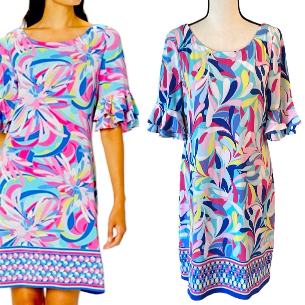 Pappagallo Cactus Rose Multi Color Short Sleeve Dress Size